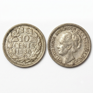 ​Moeda Prata Países Baixos Holanda 10 Cents 1938 - Rainha Wilhelmina MBC
