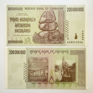 Cédula Zimbabwe 200 Milhões Dólares 2008 Flor De Estampa Fe