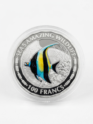 Moeda Comemorativa Burundi 100 Francs 2015 – Peixe Ídolo do Mouro (Seas Amazing Wildlife)