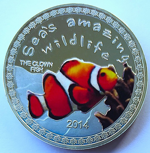 Moeda Comemorativa Burundi 5000 Francs 2014 Peixe Palhaço Colorida