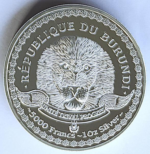 Moeda Comemorativa Burundi 5000 Francs 2014 Peixe Palhaço Colorida - Imagem 2