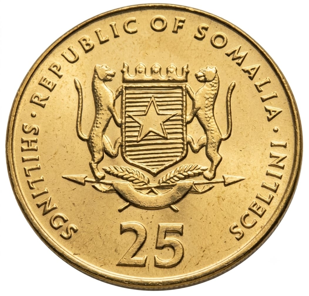 Moeda 25 Shillings Somália 2001 - Futebol Jogador Com Bola / Soberba - Imagem 2